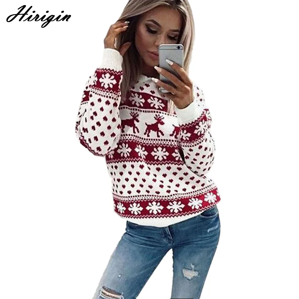 Женский теплый пуловер в рождественском стиле со снежинками Новинка Женская