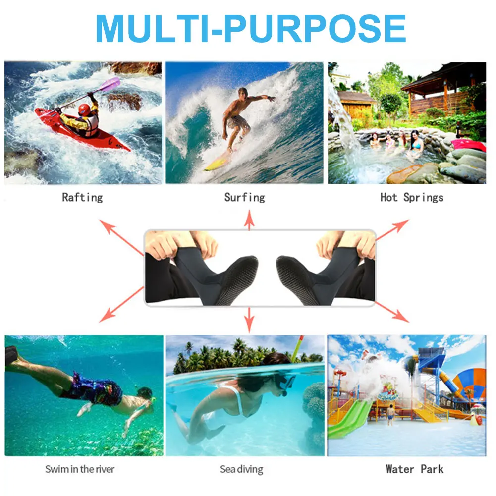 

1pair Women Men Swimming Water Socks Anti Slip Surfing 3mm Neoprene Thermal Diving Socks Swimming Non-Slip Deep Diving