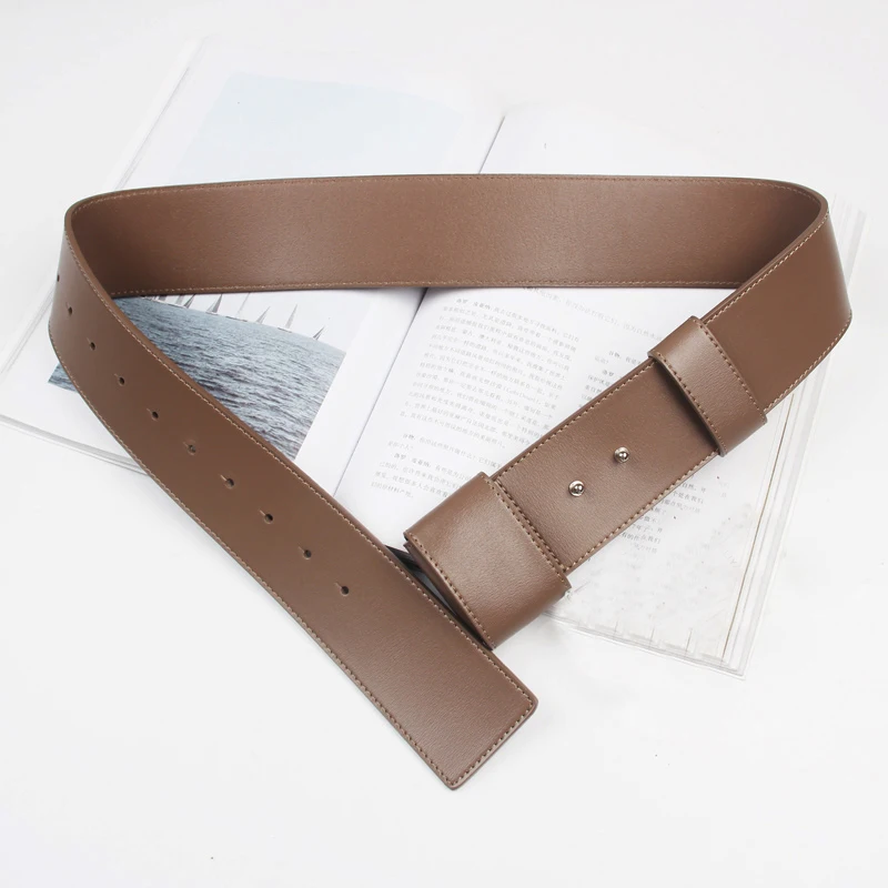 

New Vintage Punk Wide Genuine Leather Belt Personality Waist Metal Buckle Bondage Corset Waistband For Women Female Straps
