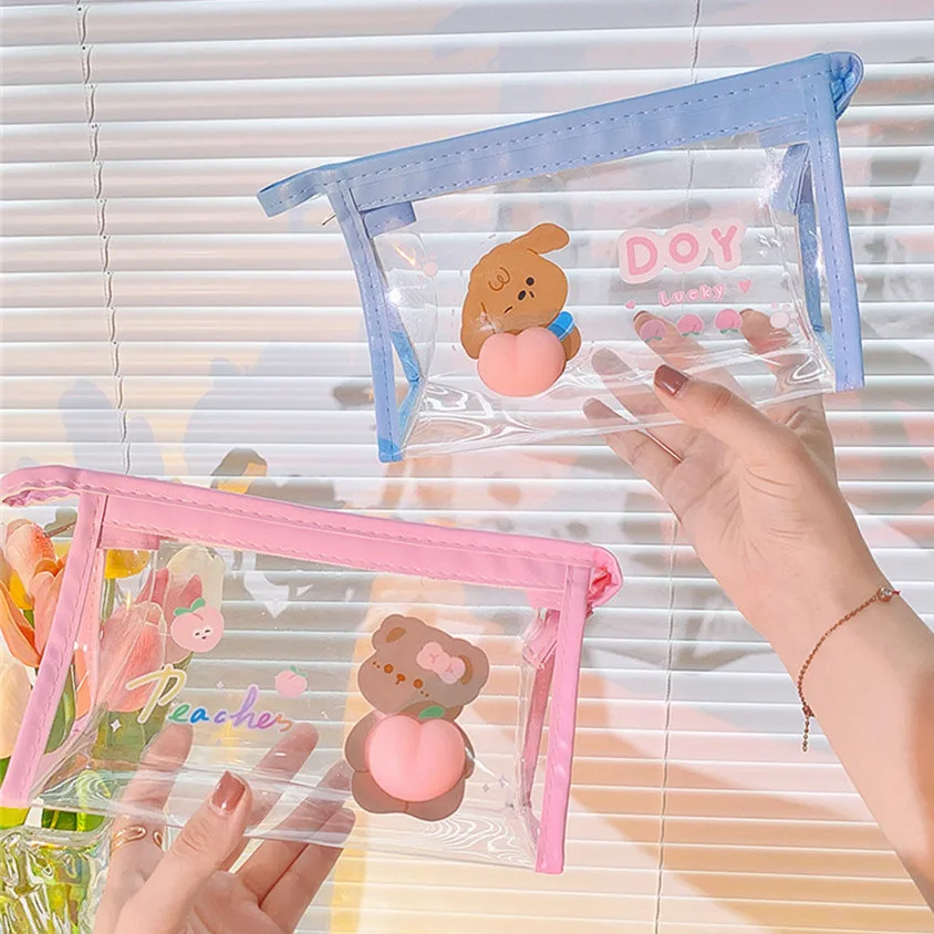 Прозрачный пенал из ПВХ с медведем собакой сумкой для хранения косметики Женский