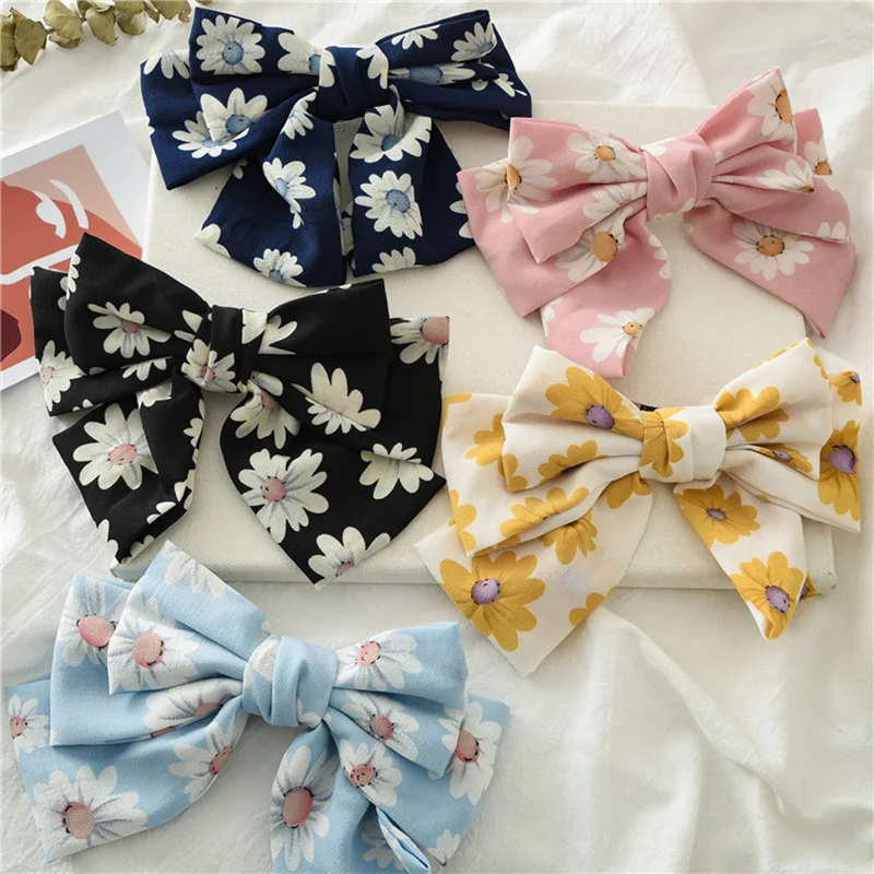 Заколки для волос с цветочным принтом и большим бантом женщин Свадебные невесты