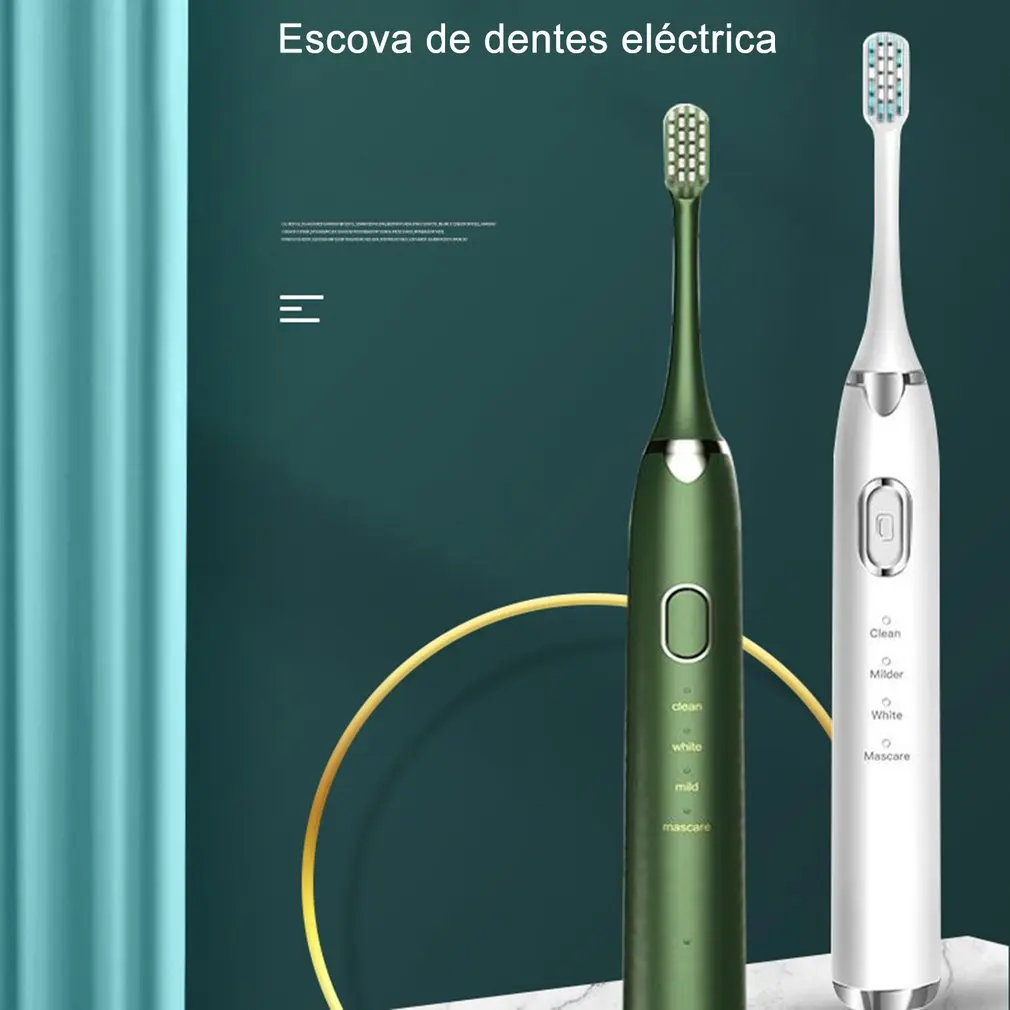 

Ultrasonic Electric Toothbrush Adult Timer Brush 4 Modes USB Charger Rechargeable IPX7 Tooth Brush Replacement Heads Set