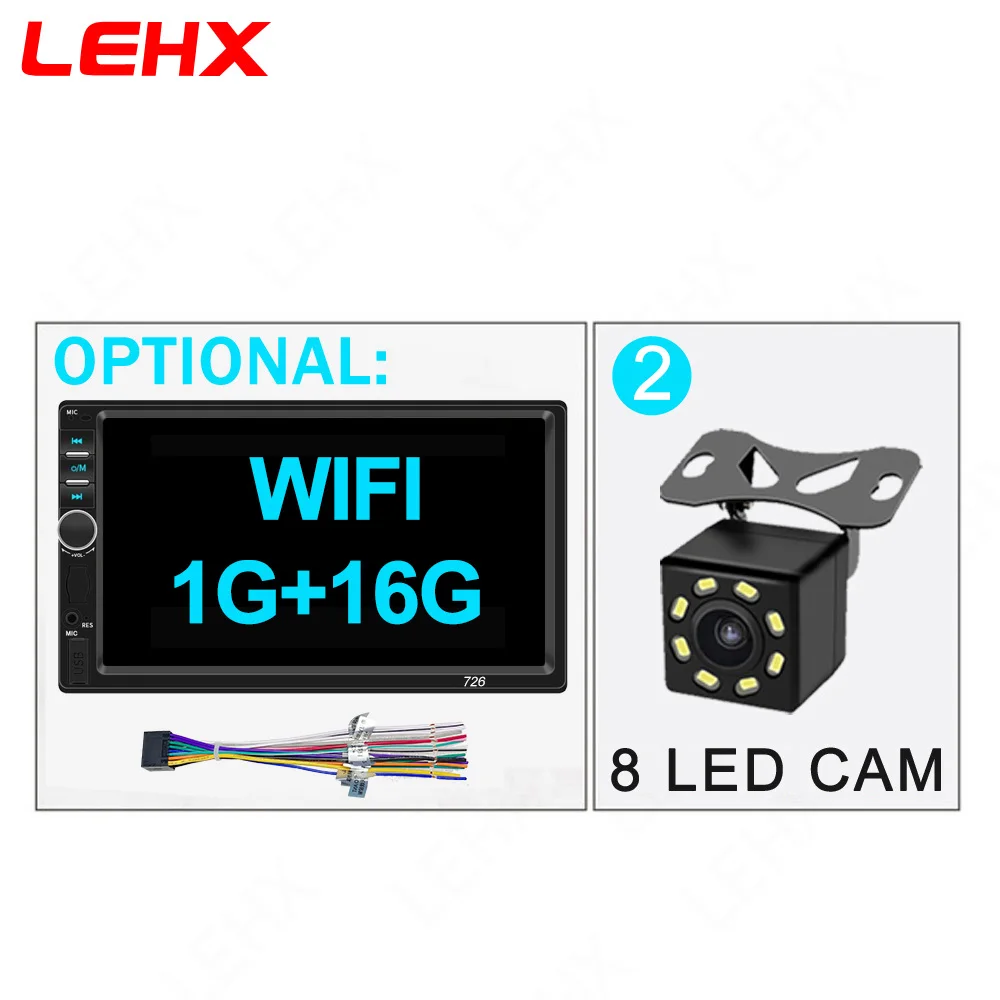 LE-726-CAM Android8.1 автомобильный Радио Мультимедиа Видео плеер 2 Din универсальный авто радио gps навигация для Volkswagen Nissan hyundai Kia toyota - Цвет: LE-726-CAM
