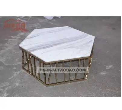 

Rose Gold hexagon tea table tempered glass tea table living room sofa table tea table stainless steel coffee table