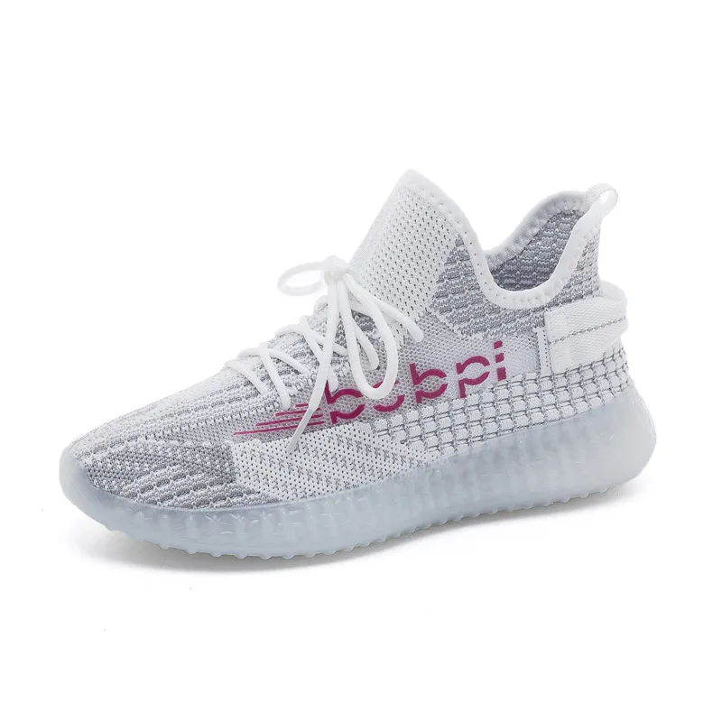 

2021 Spring and Summer New Casual Breathable Wear-resistant Mesh Women's Shoes Flying Woven White Sneakers Coconut Shoes Letters