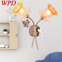 wpd wall lamps modern creative led sconces two lights flower shape indoor for home bedroom