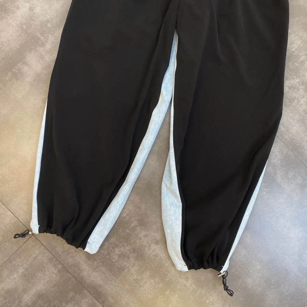 

ZCSMLL two pcs set 2021 summer multi-buckle waist waistcoat with stitching denim wide-leg pants cool handsome street suit