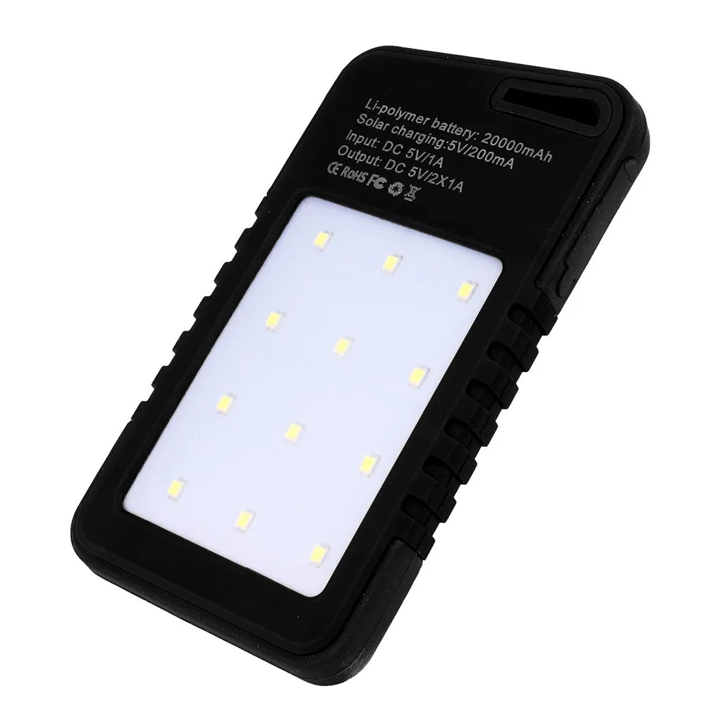 20000 mah Dual-USB Waterproof Solar Power Bank Battery Charger For Cell Phone With LED power indicator sept11 | Электроника