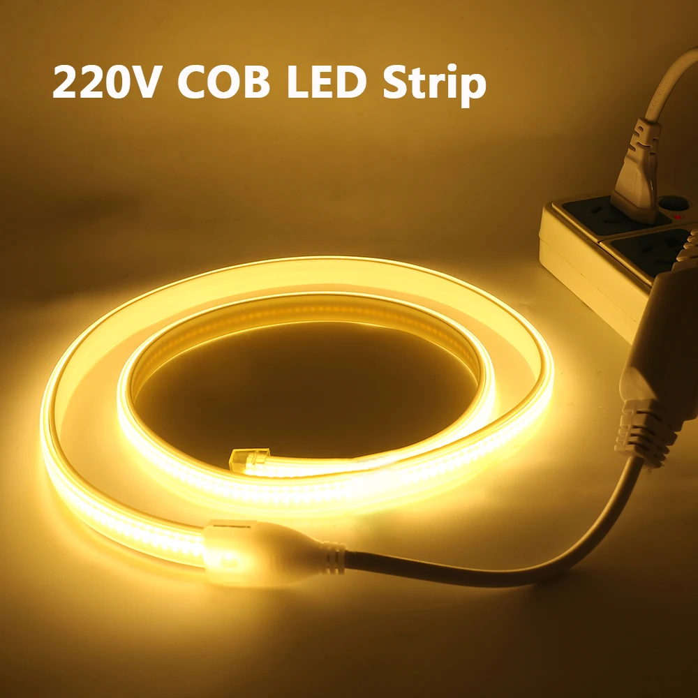 

AC 110V 220V COB LED Strip 288LEDs/M High Density Flexible LED Tape IP67 Waterproof Dimmable FOB LED Lights RA90 Linear Ribbon