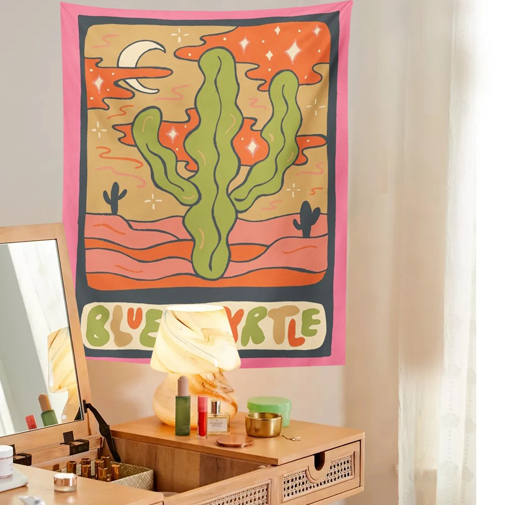 Цветной гобелен с рисунком карты Таро настенный винтажный кактусами покрывало