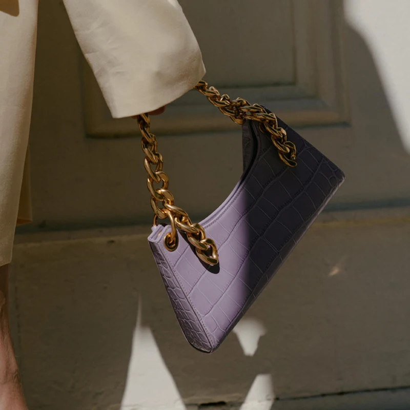 Модные аллигаторные цепи багет для сумка женская Плечо женские сумки На
