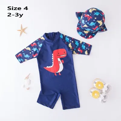 Dnosaur Size 4 Рыбы динозавра купальник Панама, пляжная одежда для купания для мальчиков, одежда для купания для девочек, защита от солнца-защита мультфильм отпуск пляжная одежда - Цвет: Dnosaur Size 4