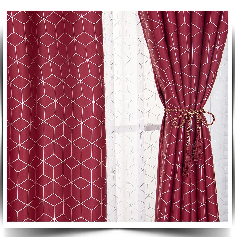 Curtain 1pc Новые клетчатые позолоченные серебряные занавески для гостиной, оконные занавески, отвесные занавески для спальни, современные серые римские жалюзи, детская комната - Цвет: Curtain 1pc