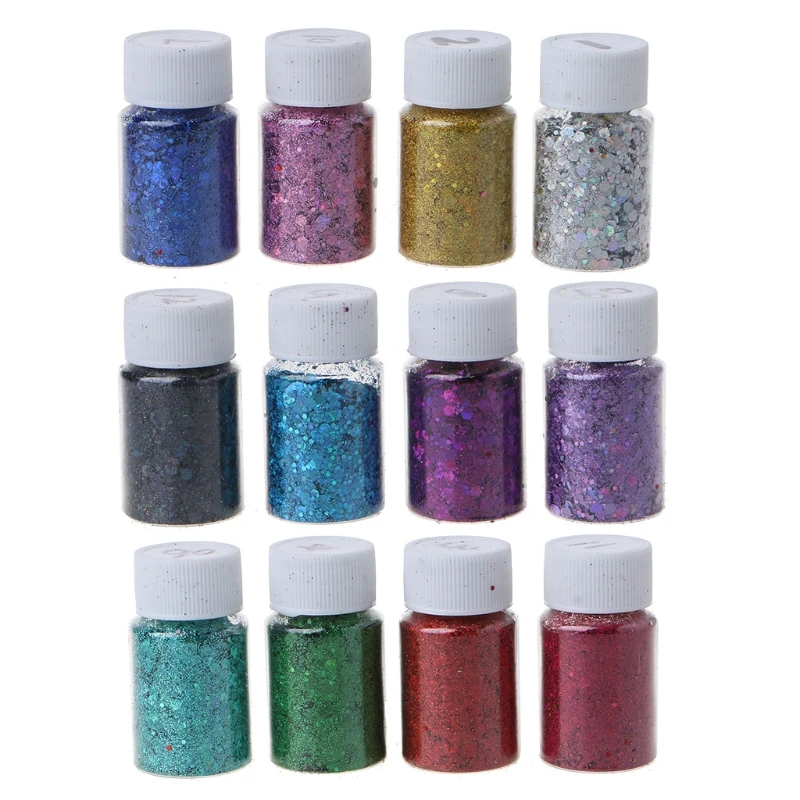 

12 Colors Holographic Chunky Glitter Sequins for Face Eye Hair Nail Art Decor