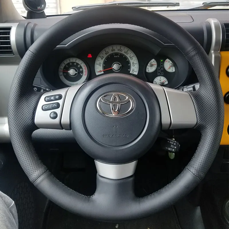 

For Toyota FJ Cruiser DIY hand sewn leather car steering wheel cover