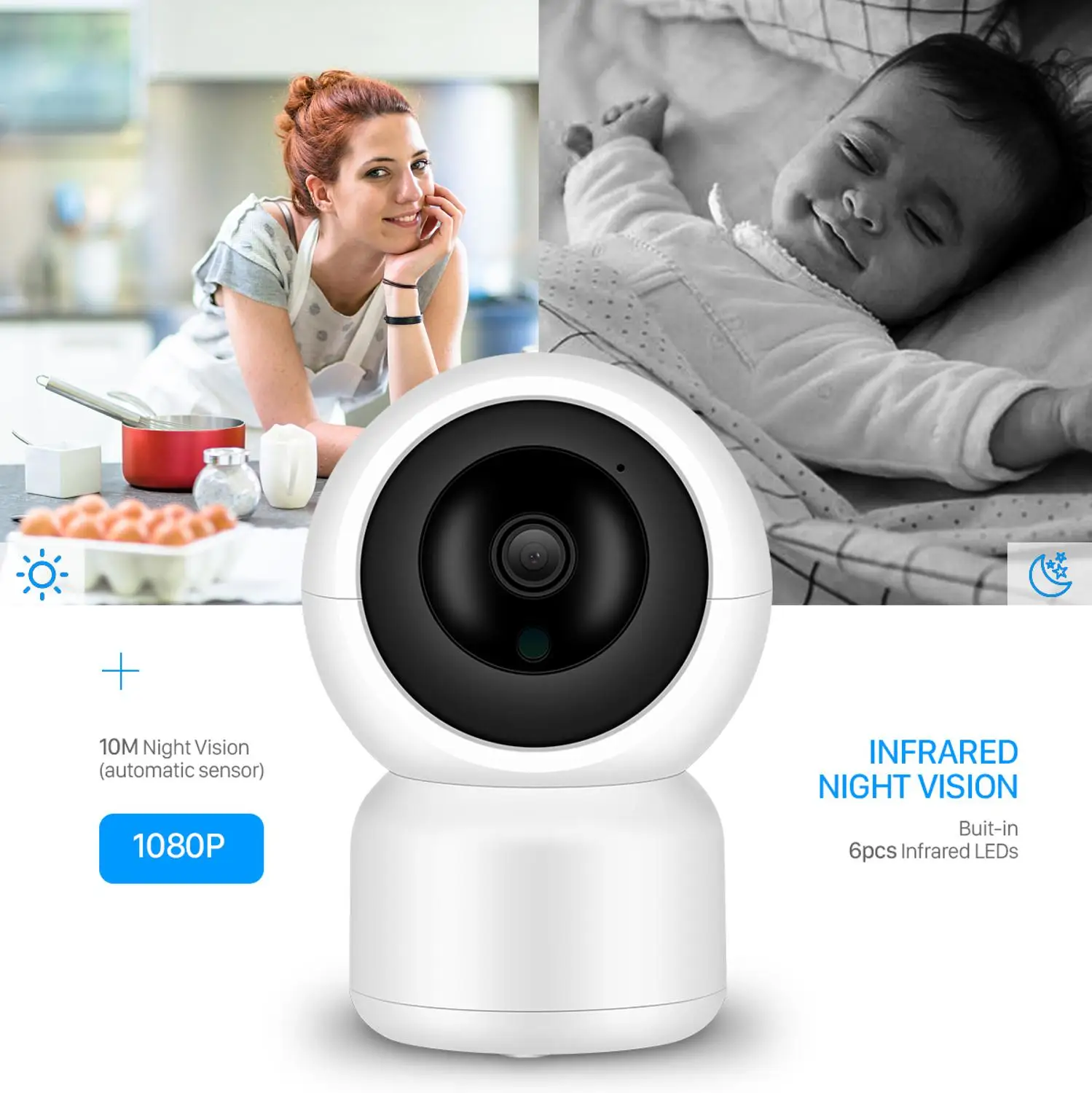 WiFi IP камера 1080P автоматическое отслеживание Беспроводной Детский Монитор 720P IR 10M