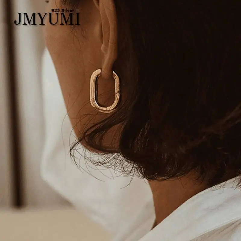 JMYUMI Prevent Allergy 925 Sterling Silver Earrings Charm Women Trendy Jewelry Vintage Simple O Shaped Party Accessories Gifts JMYUMI Prevent Allergy 925 Sterling Silver Earrings Charm Women Trendy Jewelry Vintage Simple O Shaped Party Accessories Gifts
