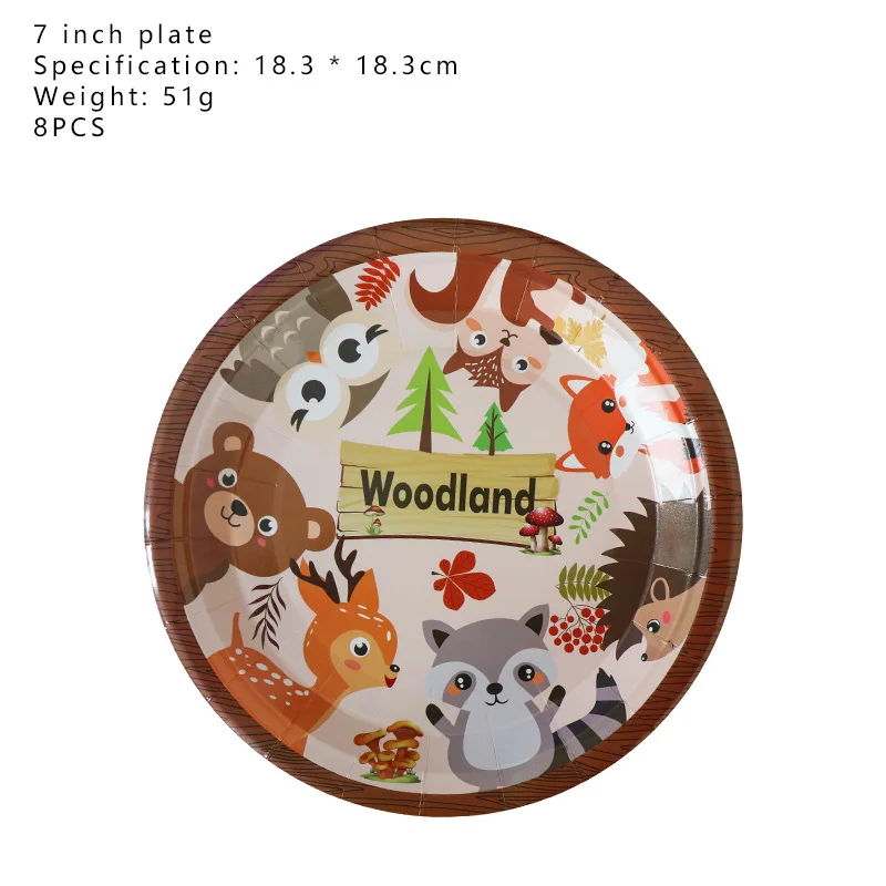 Forest Animal Theme Party Fox Hedgehog Pattern Kids Birthday Decoration Disposable Balloon Napkin Plate | Дом и сад