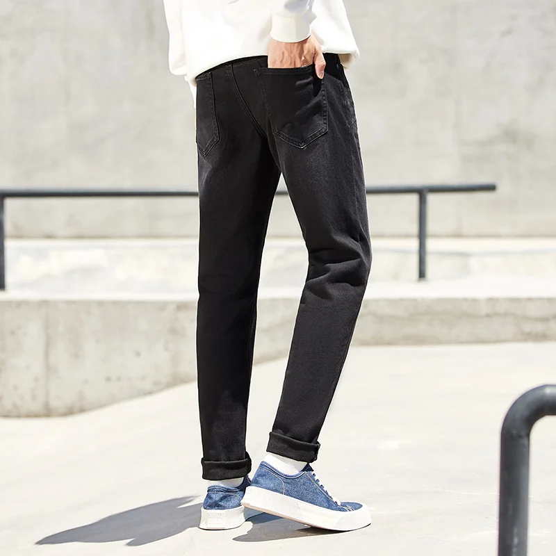 

SEMIR Jeans Men 2021 Winter New Trendy Brand Small Cone Pants Cotton Elastic Thick Korean Demin Pant For Man