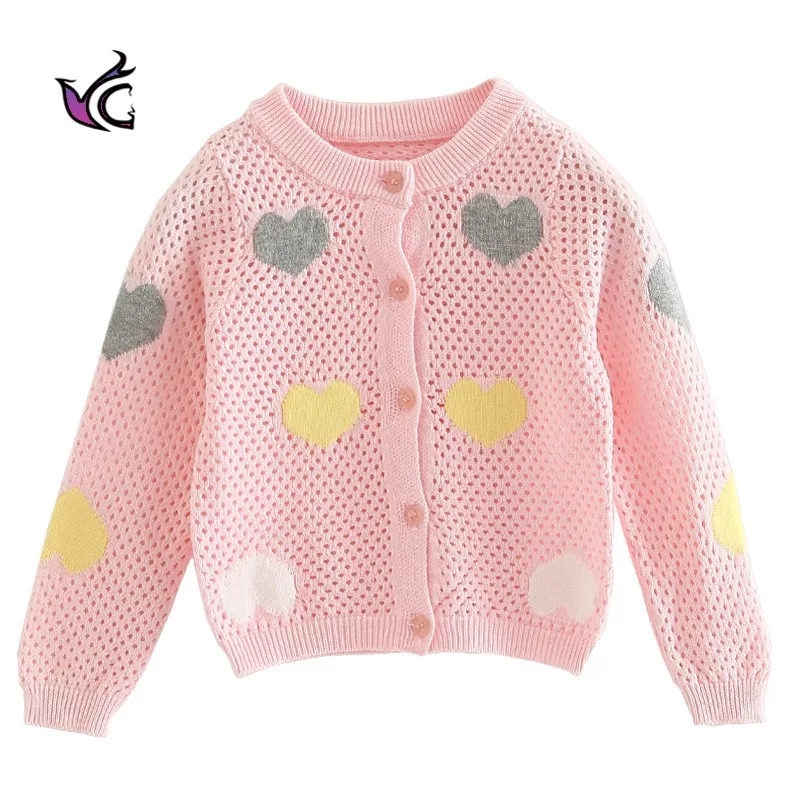 

Детский осенний кардиган Yg для детей среднего и маленького возраста, свитер с вырезами, тонкое пальто с надписью «Love» для девочек