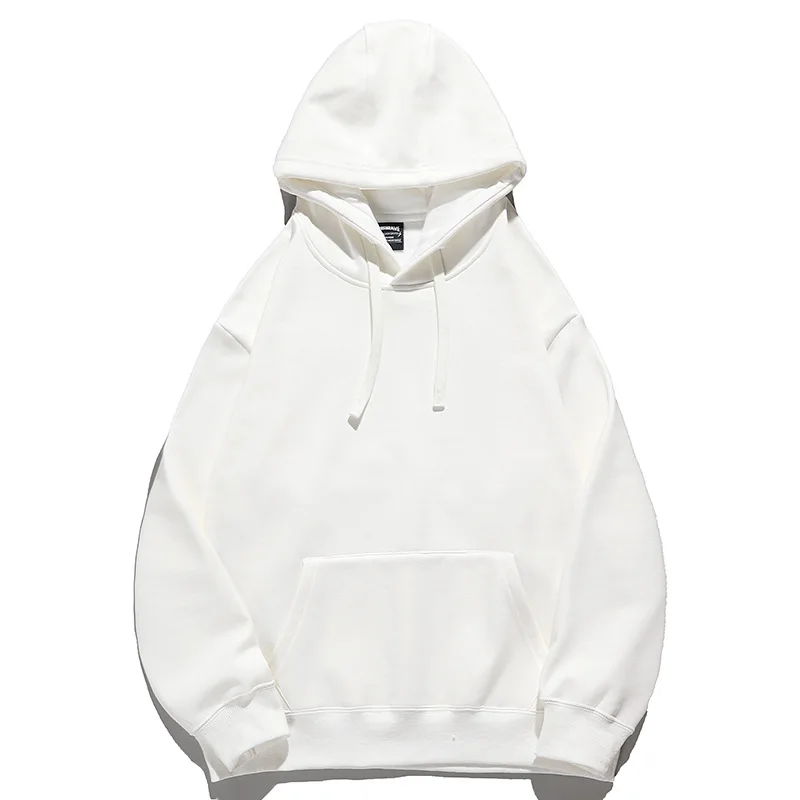 

and autumn off shoulder Hoodie heavy solid color Plush sweater for men's loose Pullover Sweater for