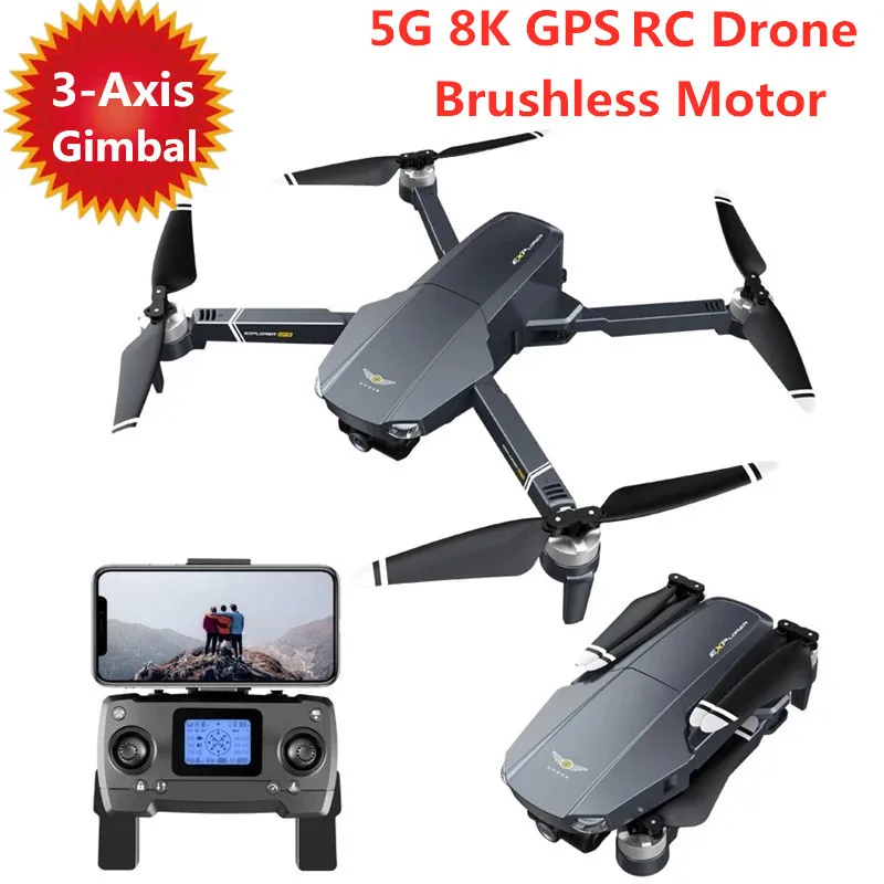 

GPS RC Drone Brushless Motor with 3-axis Gimbal 8K Dual Camera Professional 5G Foldable RC Quadcopter Support SD Card Boy Gifts