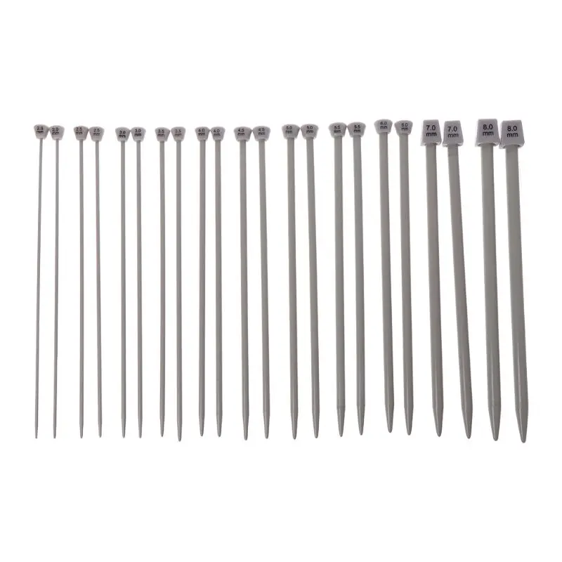 

22Pcs 7.9in Crochet Single Pointed Knitting Needles Set Stainless Steel Powder Coating Sweater Tools In 11 Sizes