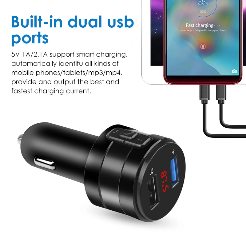 Автомобильный Bluetooth трансмиттер VicTsing FM 3 1 А беспроводной AUX передатчик приемник MP3