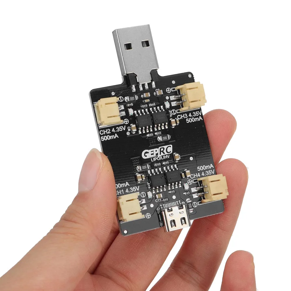 

GEPRC Tinygo 1S 6CH 5V USB & Type C PH1.25 PH2.0 4,35 V LiHv Lipo плата адаптера для зарядки аккумулятора для радиоуправляемых дронов аксессуары Запчасти
