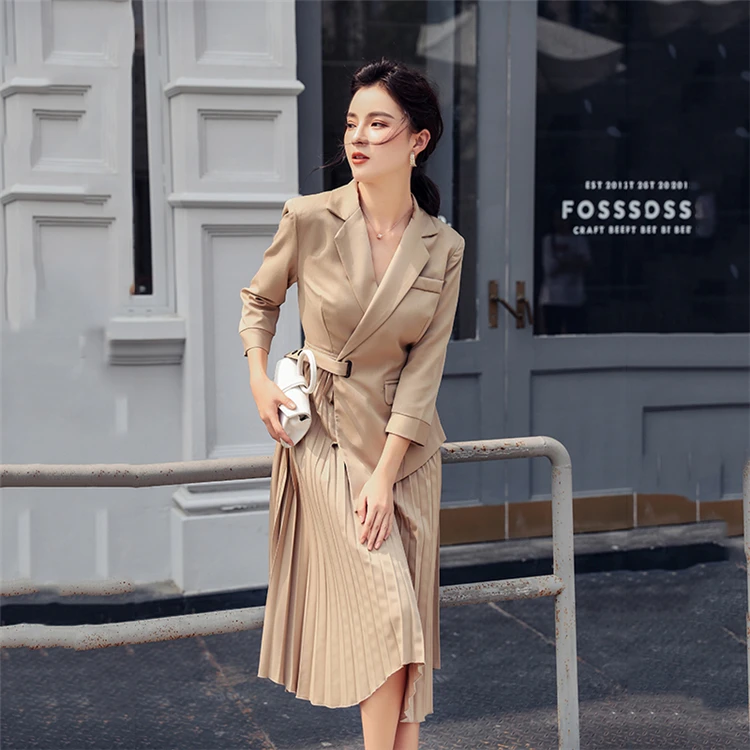 Платье женское средней длины Colorfaith элегантное однотонное офисное платье с