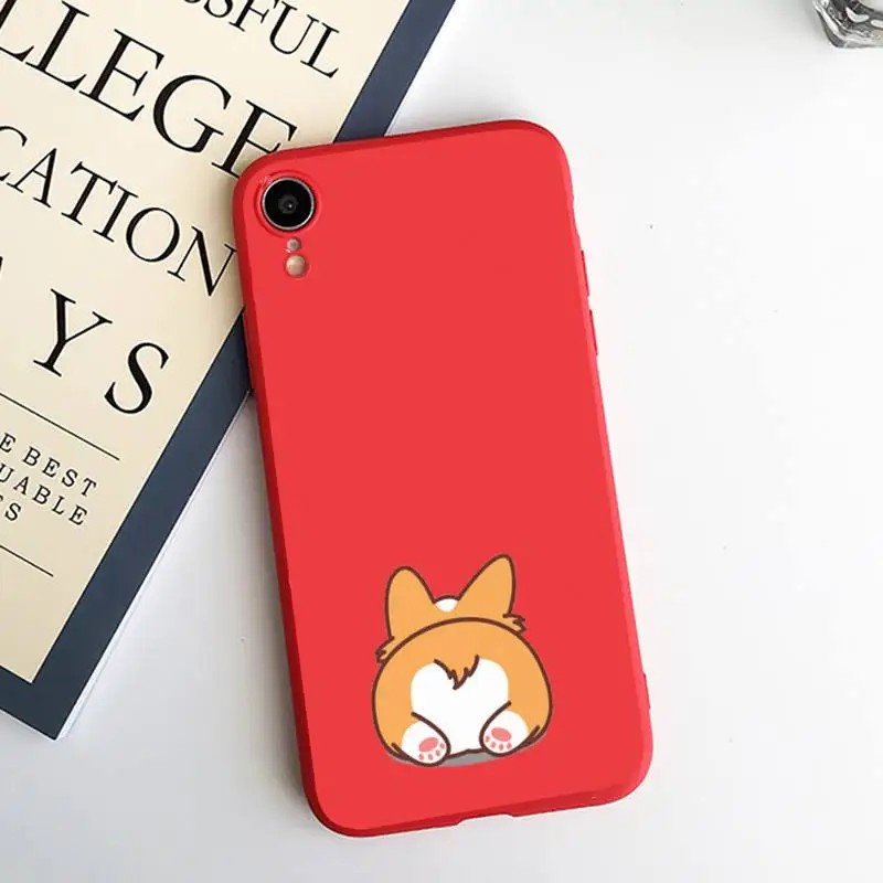 

Cute Corgi Butt Animal Puppy Phone Case Candy Color for iPhone 6 7 8 11 12 s mini pro X XS XR MAX Plus