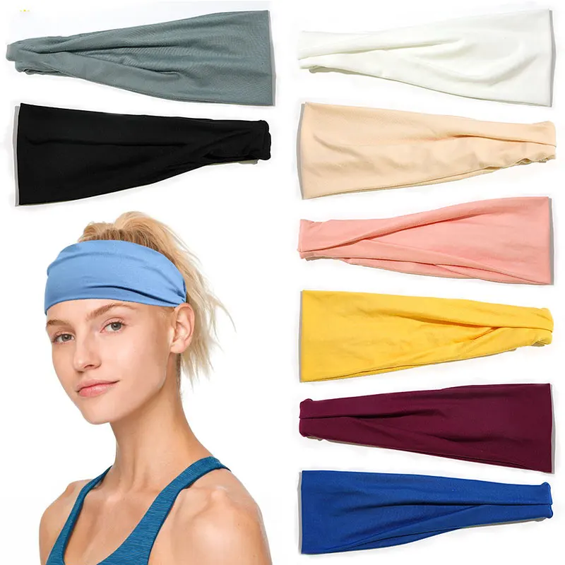 Широкая который можно растянуть ободки Sweatband тюрбан бандана для волос резинки