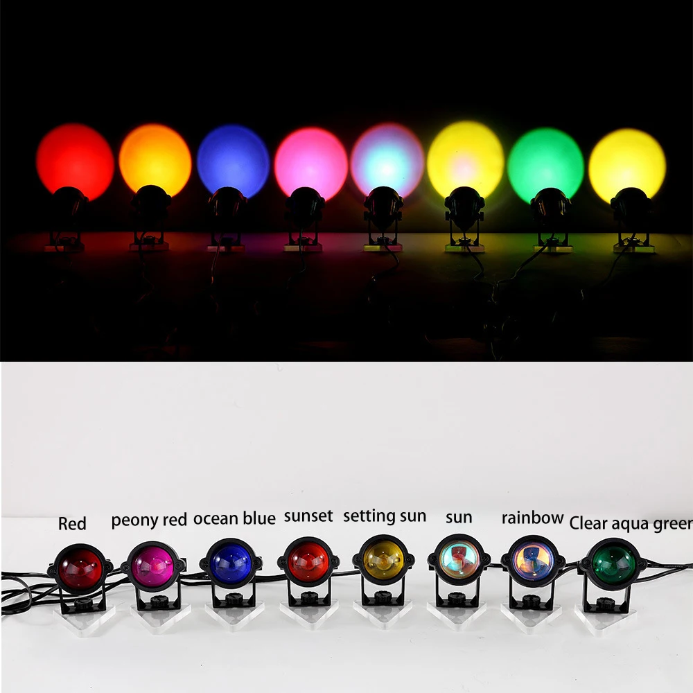 

USB Sunset Lamp Colorful Button Rainbow Sunset Projector Atmosphere Led Night Lights Home Coffee Shop Background Wall Decoration