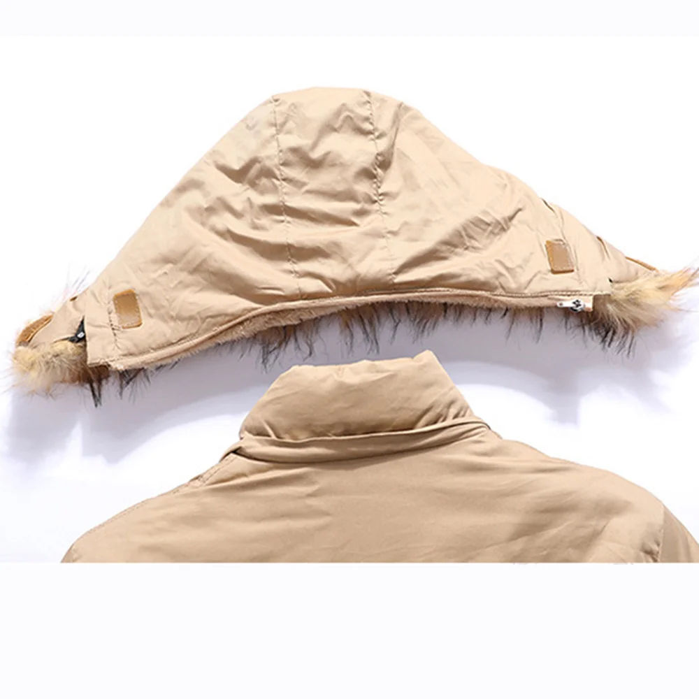 Covrlge Men's Padded Jacket Winter Detachable Hat Mid-length Coat Jacket Warmth Parka Zipper Hooded Causal Coat Male MWM123