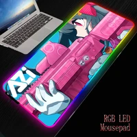 mrgbest anime girl with gun pink large gaming mouse pad anti slip mouse mat keyboard pad desk mat for laptop computer gamer