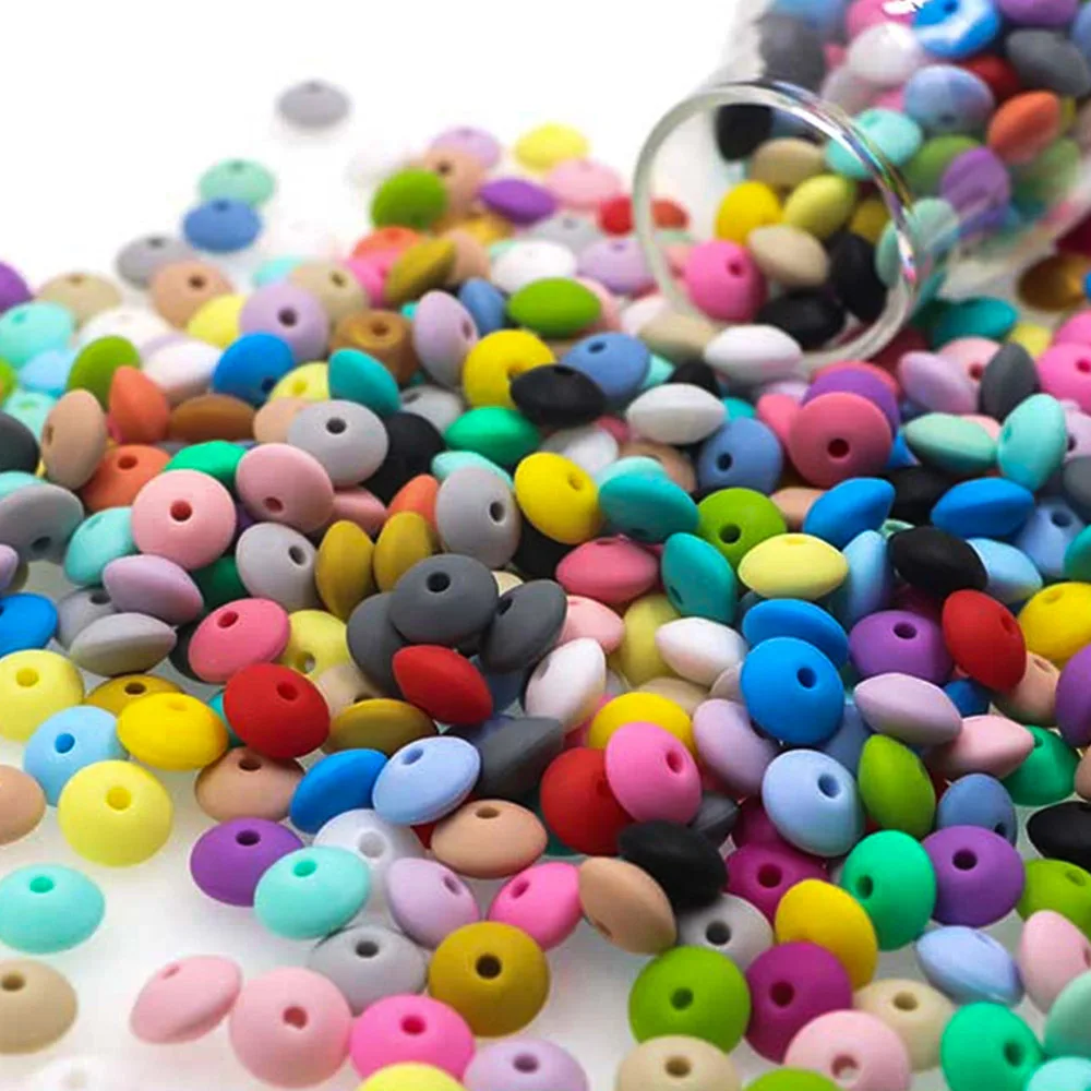 Kovict 300/500/1000pcs 12mm Silicone Lentil Beads For Jewelry Making DIY Pacifier Chain Necklace Accessories