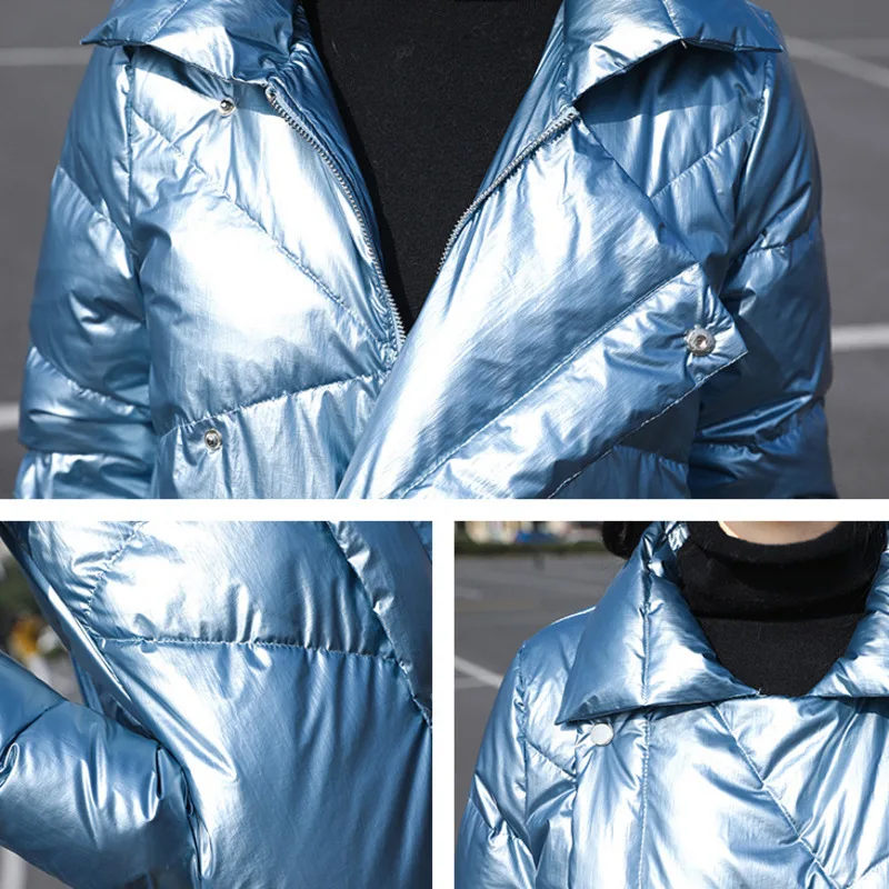 2019 однотонная парка на утином пуху Женское зимнее пальто в стиле ретро Harajuku