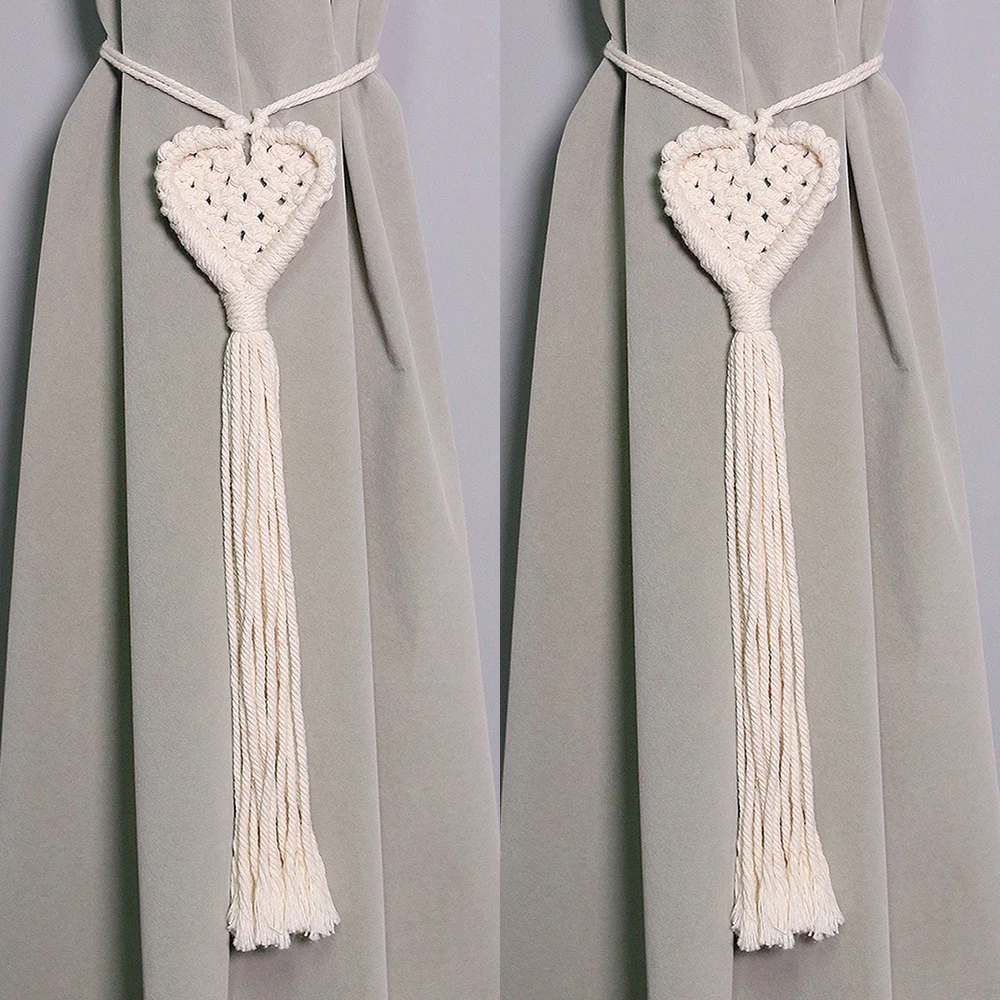 

4 Pack Leaf Macrame Curtain Tiebacks Shaped Braided Curtain For Living Room Holdback Window Curtain Home Room Bedroom Decoration