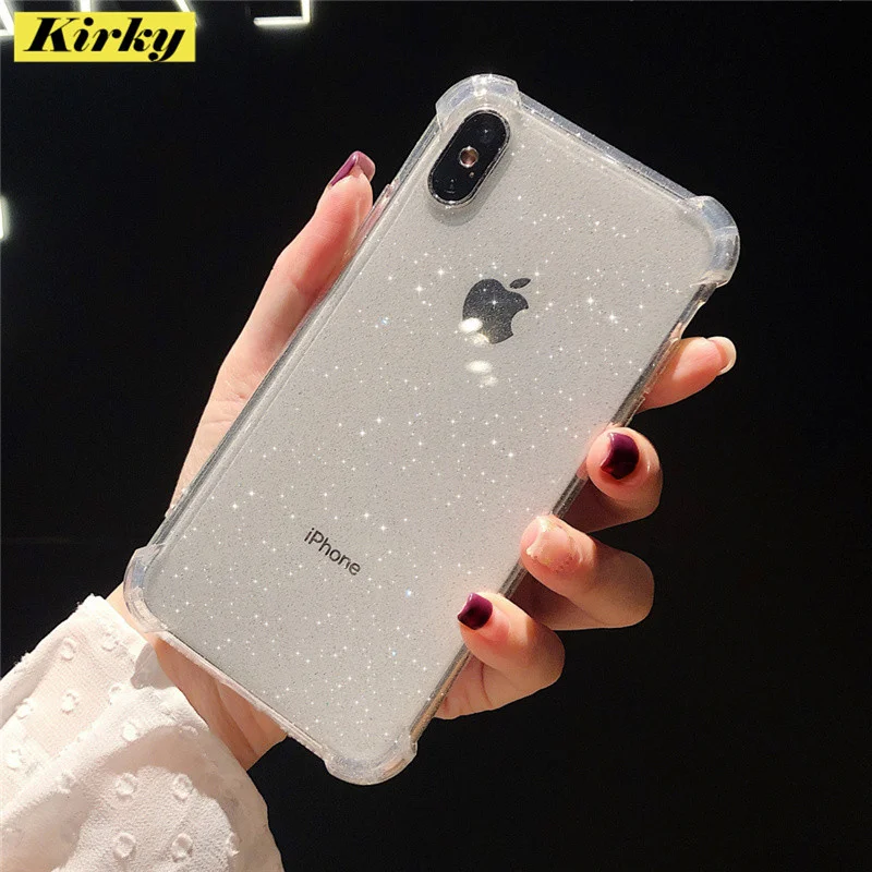 shining glitter powder black phone cases for iphone 13 12 11 pro xs max xr 8 7 plus transparent soft shockproof bling back cover free global shipping