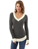 Sexy V-neck Comfortable Long-sleeved Color-Blocking Sweater For Women Winter Autumn Accessories