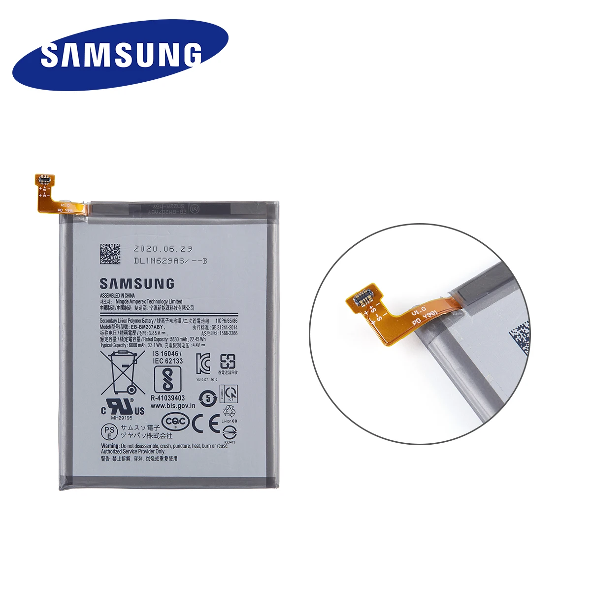 samsung 100 orginal eb bm207aby replacement 6000mah battery for samsung galaxy m30s sm m3070 mobile phone batteriestools free global shipping