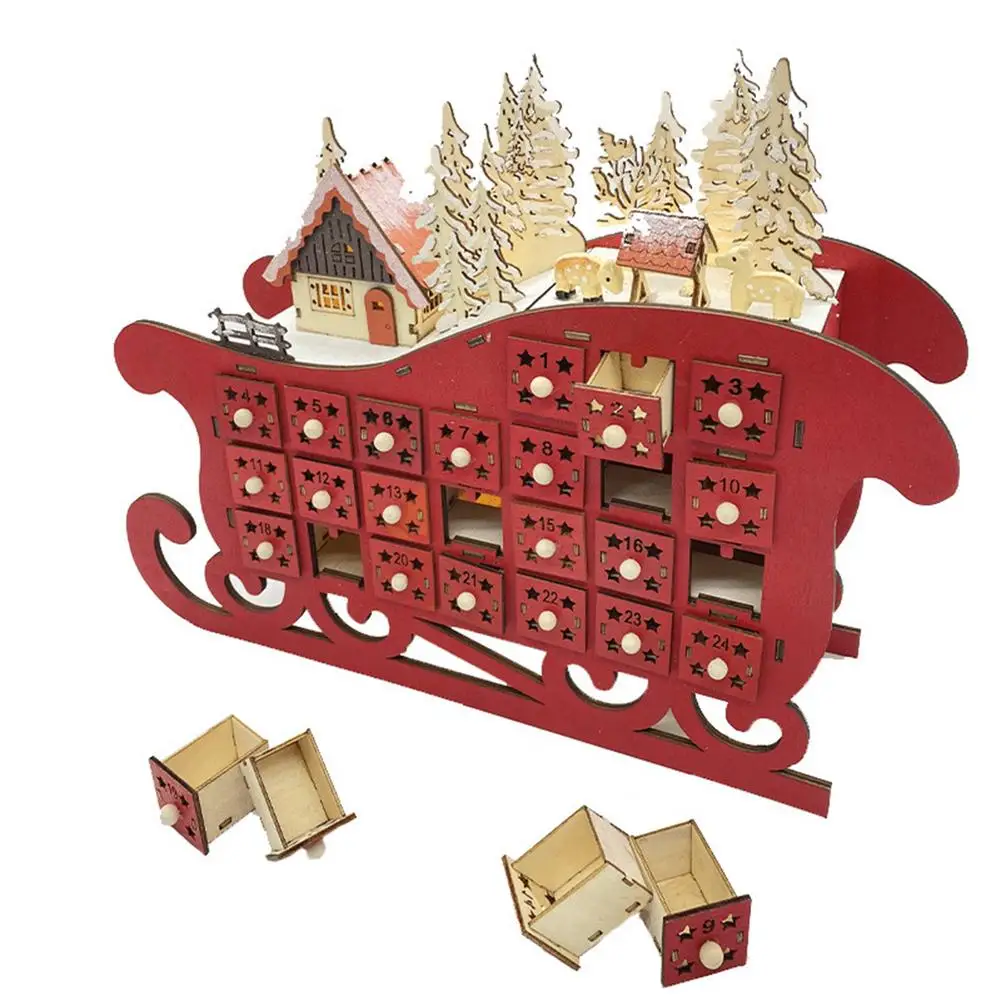 

Chocolate Advent Calendar Lovely Wooden Little Drawers Holiday Theme Red Farmhouse Decorations Kids Gift For Christmas Festi