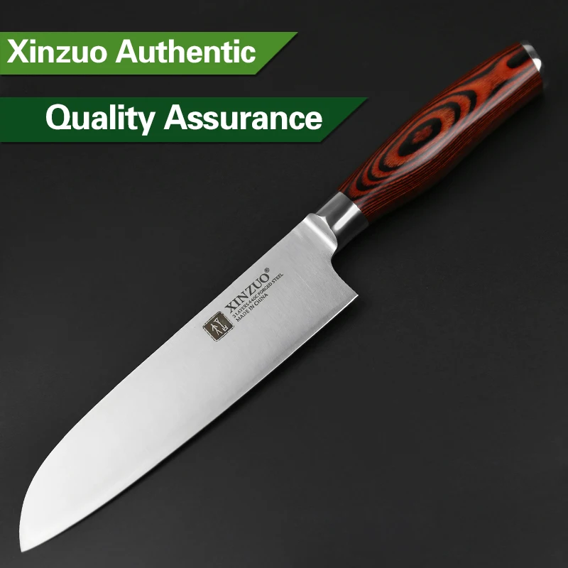 XINZUO 7-дюймовый нож Santoku 3-слойный кухонный из 440C стали высококачественный японский