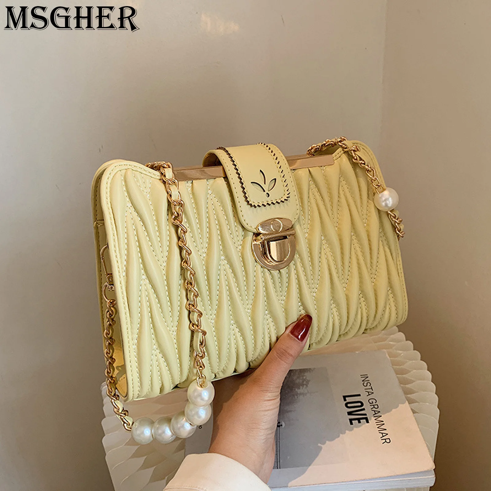 

Женская сумка, Новинка лета 2021, модная сумка через плечо, универсальная маленькая квадратная сумка с цепочкой, нежная элегантная нежная жен...