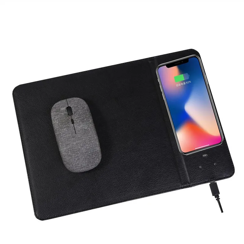 Из искусственной кожи Мышь Pad 2 в 1 Беспроводной Зарядное устройство коврик для зарядки мыши настольное Беспроводное зарядное устройство