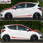 1 компл., декоративные наклейки с боковой юбкой для автомобиля Hyundai i10 2014-2017, гоночные спортивные полосы, Стайлинг, Автомобильный кузов, дверные виниловые наклейки