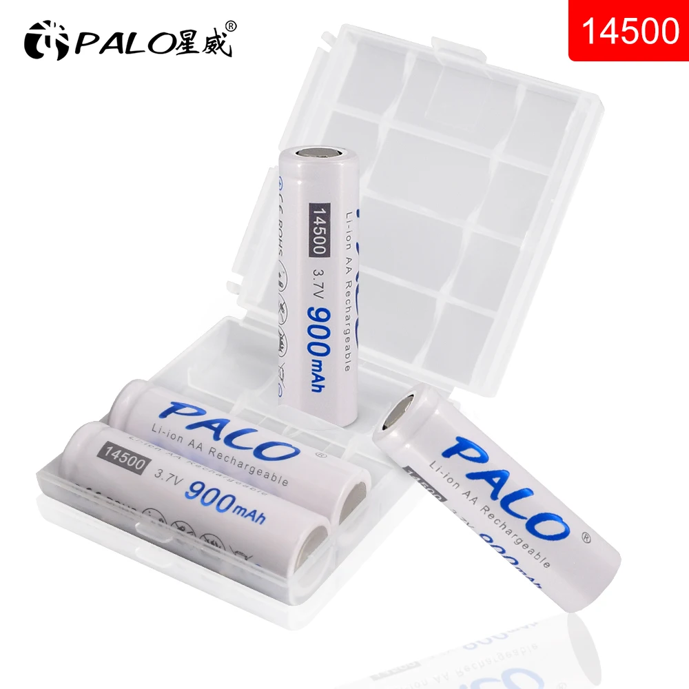 Фото PALO 900 мАч 14500 3 7 В литий-ионная аккумуляторная батарея AA для светодиодных