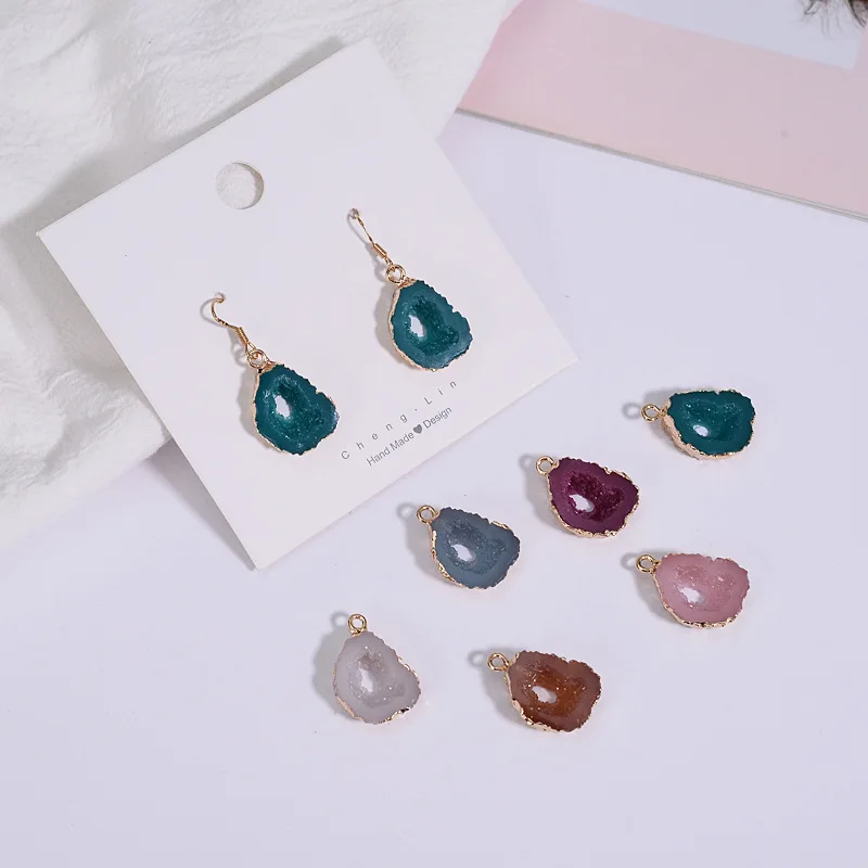 

10Pcs Fashion Resin Imitation Rhinestones Hollow Out Geometric Earrings Pendant DIY Handmade Necklace Bracelet Accessories