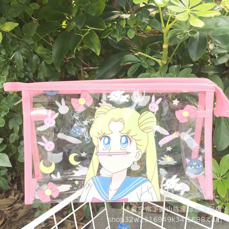 

Anime Sailor Moon Cosplay Wash Bag Cartoon Cute Transparent Waterproof Cosmetic Bag Large Capacity Portable Makeup Bag