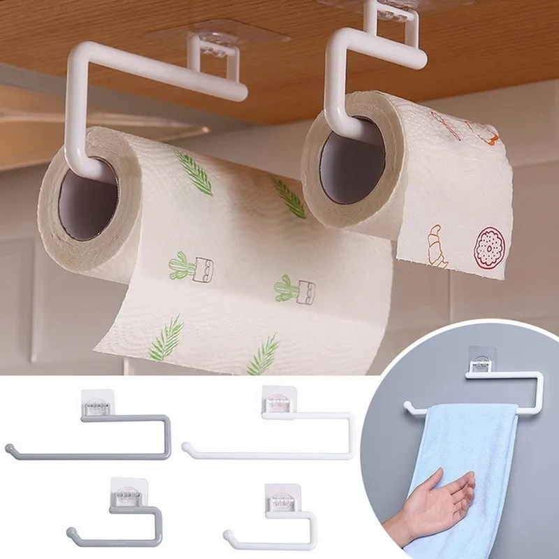 

Kitchen Paper Roll Holder Towel Hanger Rack Bar Cabinet Rag Hanging Holder Shelf Toilet Paper Holders